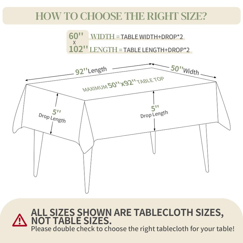 BYDOLL Table Cloth White 60x102 Inch Tablecloth for 6 Foot Rectangle Tables Outdoor Washable Wrinkle Free and Spillproof Polyester Tablecloth for Festival Camping Picnic Party Cover - Image 2